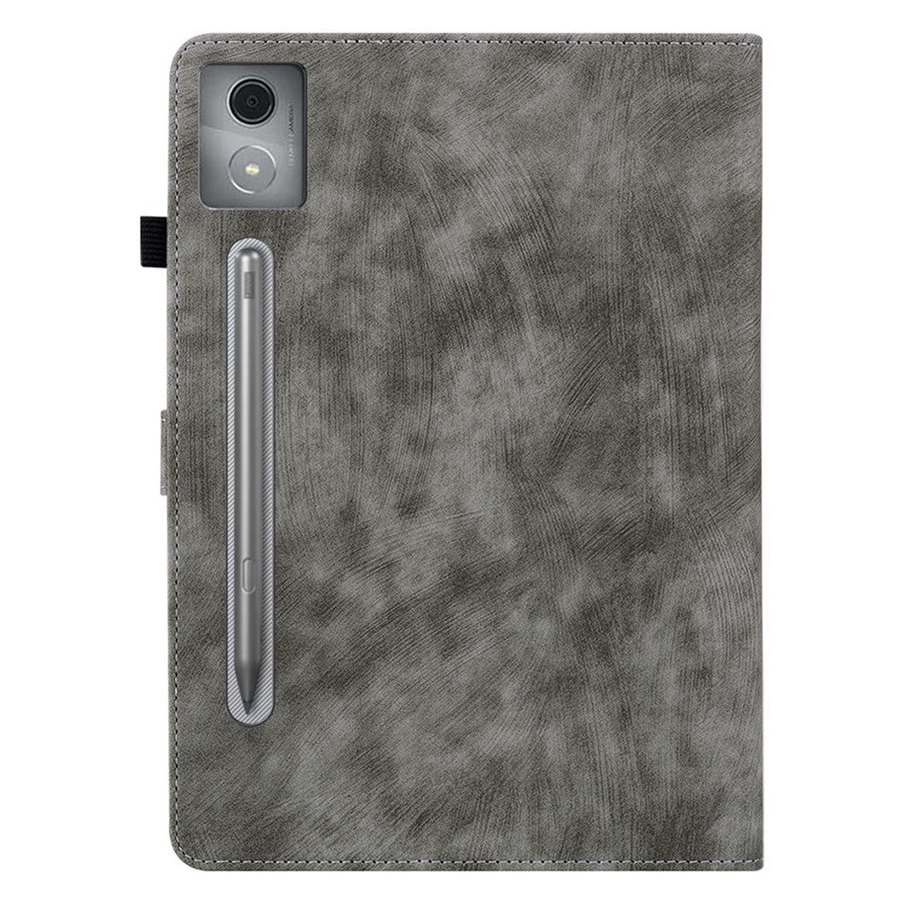 For Lenovo Tab P12 Pro 12.7 2025 / Xiaoxin Pad Pro 12.7 (2025) Cases Tiger Imprint Anti-Scratch PU Leather Tablet Cover - Grey