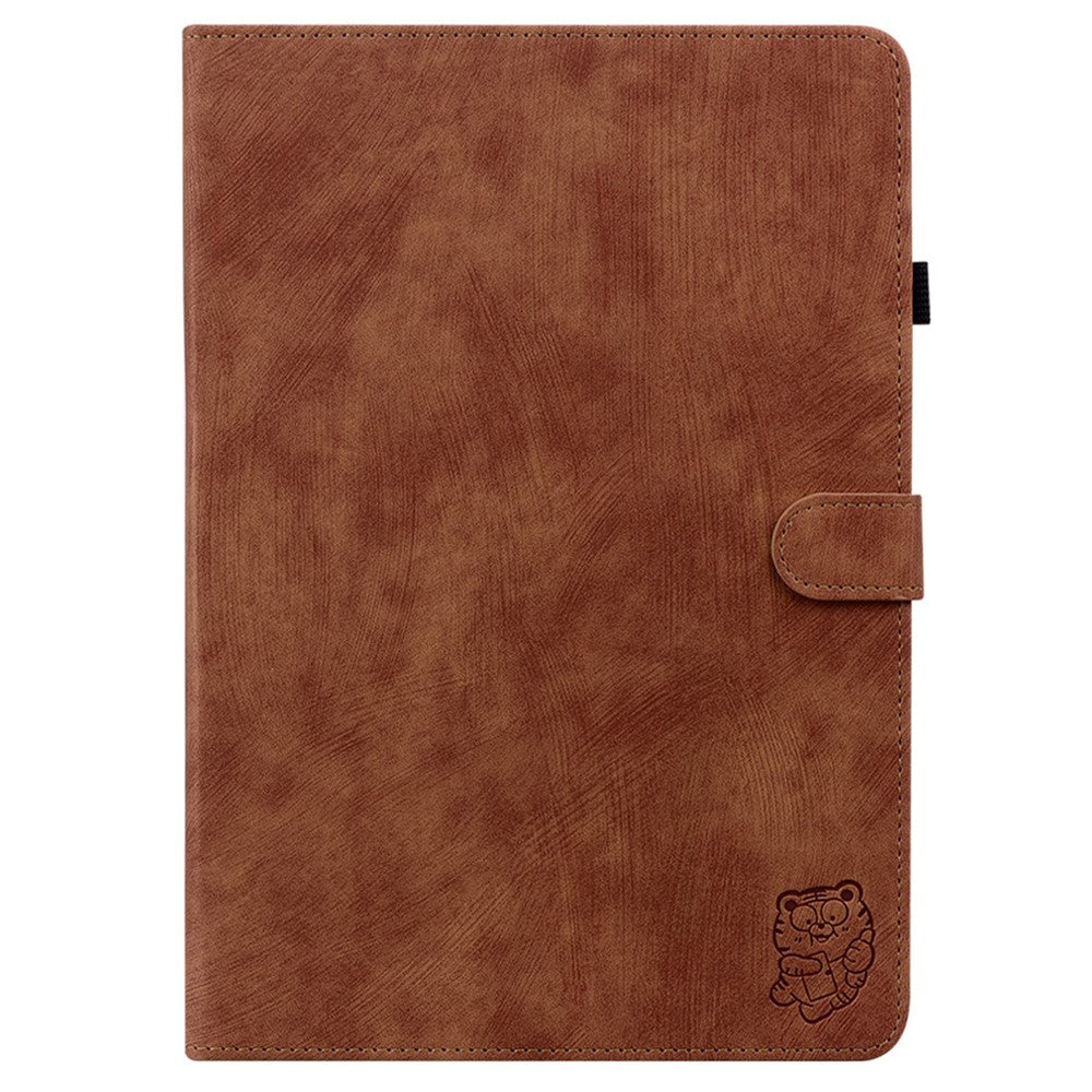 For Lenovo Tab P12 Pro 12.7 2025 / Xiaoxin Pad Pro 12.7 (2025) Cases Tiger Imprint Anti-Scratch PU Leather Tablet Cover - Brown