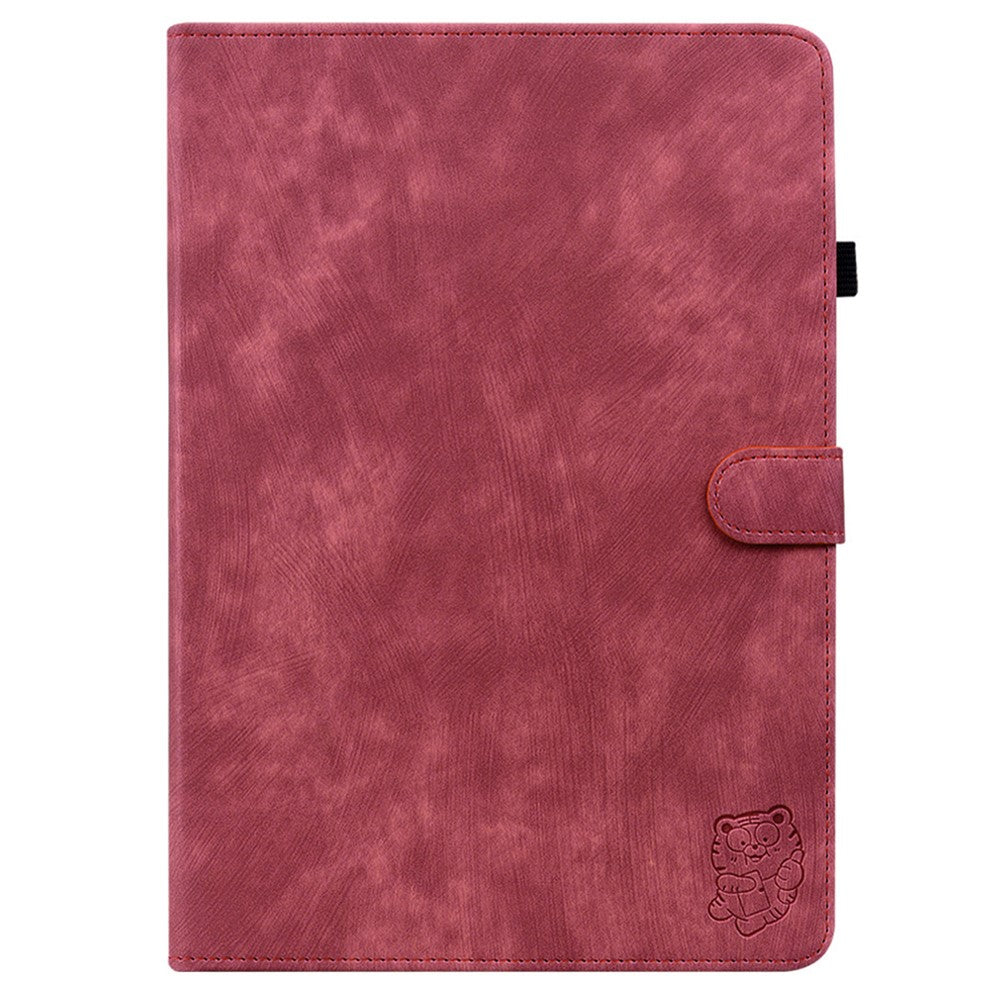 For Lenovo Tab P12 Pro 12.7 2025 / Xiaoxin Pad Pro 12.7 (2025) Cases Tiger Imprint Anti-Scratch PU Leather Tablet Cover - Red
