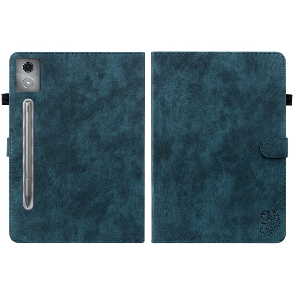 For Lenovo Tab P12 Pro 12.7 2025 / Xiaoxin Pad Pro 12.7 (2025) Cases Tiger Imprint Anti-Scratch PU Leather Tablet Cover - Blue