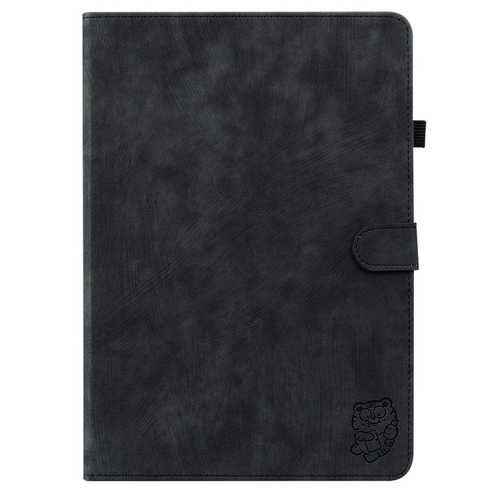 For Lenovo Tab P12 Pro 12.7 2025 / Xiaoxin Pad Pro 12.7 (2025) Cases Tiger Imprint Anti-Scratch PU Leather Tablet Cover - Black