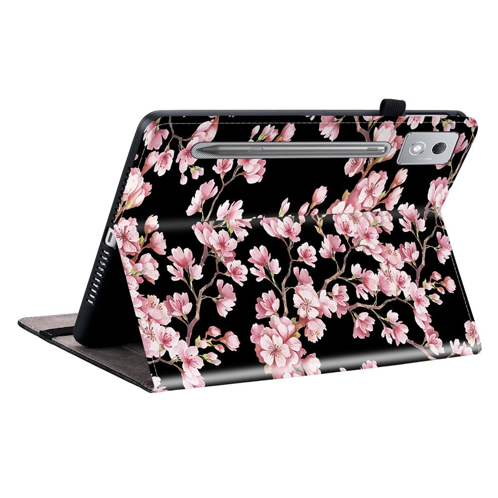 For Lenovo Tab P12 Pro 12.7 2025 / Xiaoxin Pad Pro 12.7 (2025) Leather Case Pattern Printed Stand Tablet Cover with Card Slots - Plum Blossom