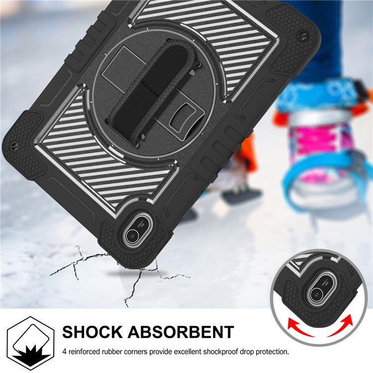 For Huawei MatePad SE 11 2024 Tablet Case Silicone+PC Shockproof Cover with Kickstand Shoulder Strap - Black