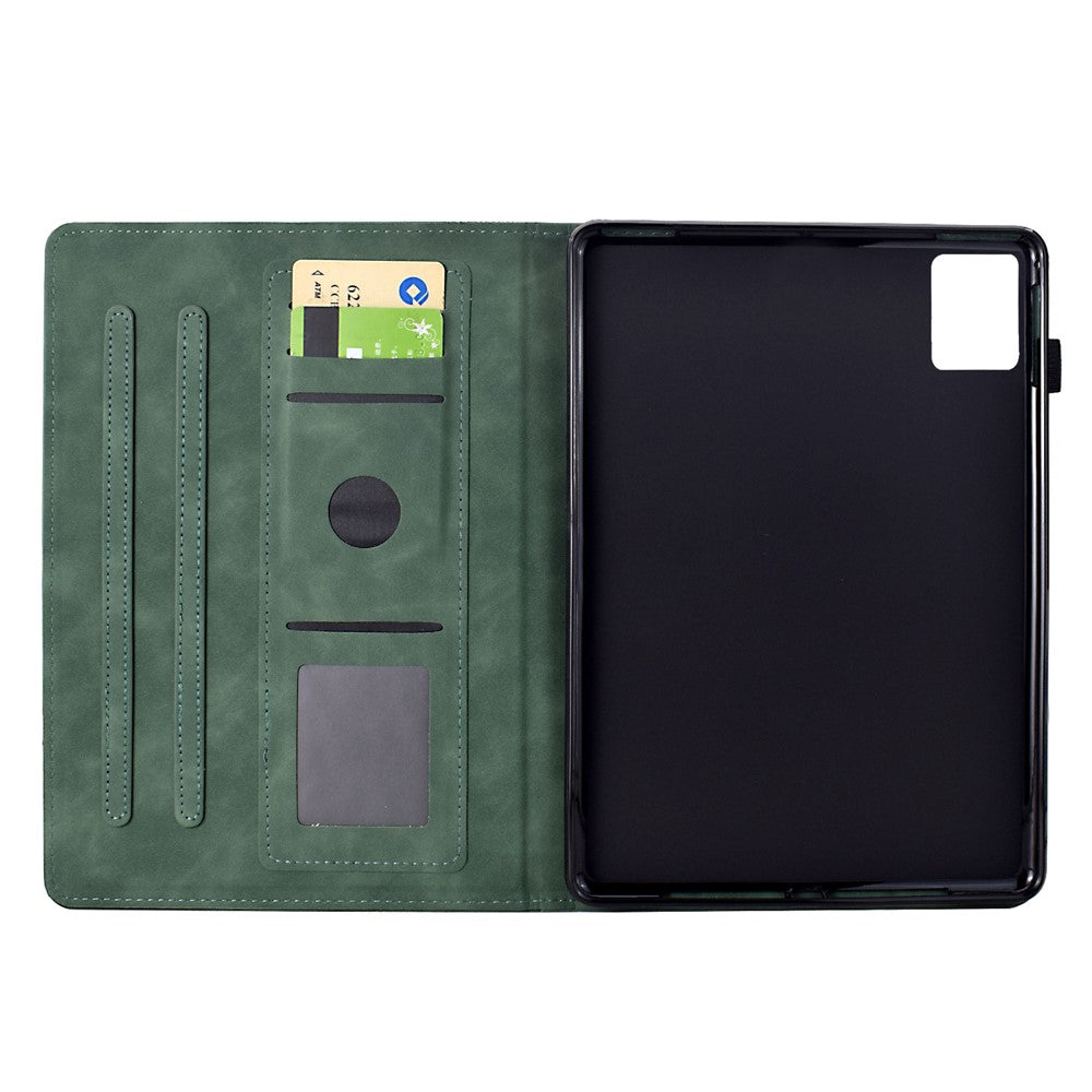 For Lenovo Tab M11 / Xiaoxin Pad 11 2024 Case Cats Imprinted PU Leather Card Slots Tablet Cover - Green