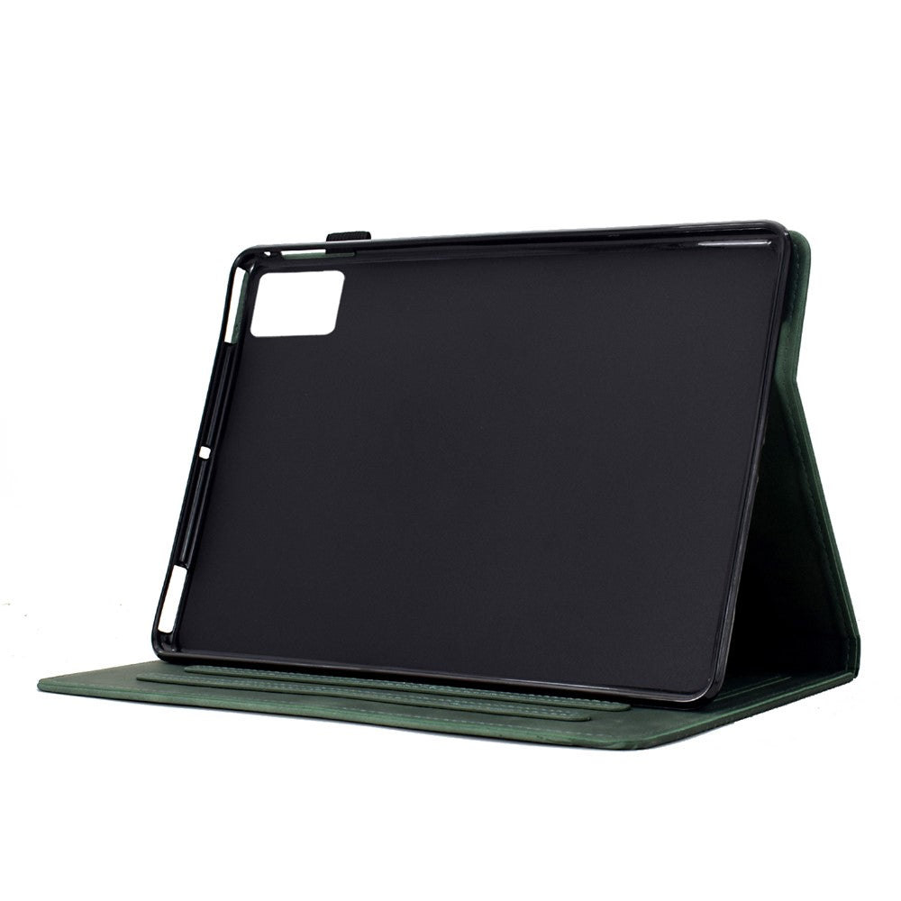 For Lenovo Tab M11 / Xiaoxin Pad 11 2024 Case Cats Imprinted PU Leather Card Slots Tablet Cover - Green