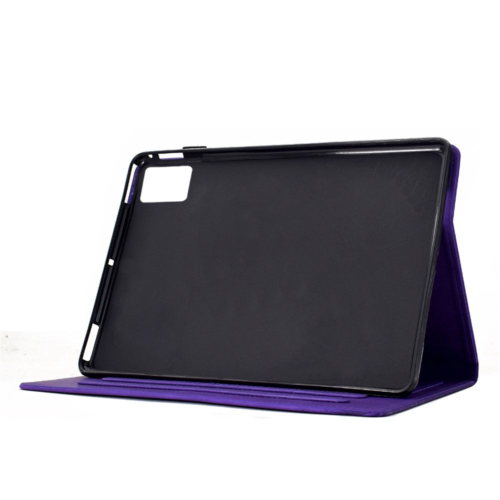 For Lenovo Tab M11 / Xiaoxin Pad 11 2024 Case Cats Imprinted PU Leather Card Slots Tablet Cover - Purple