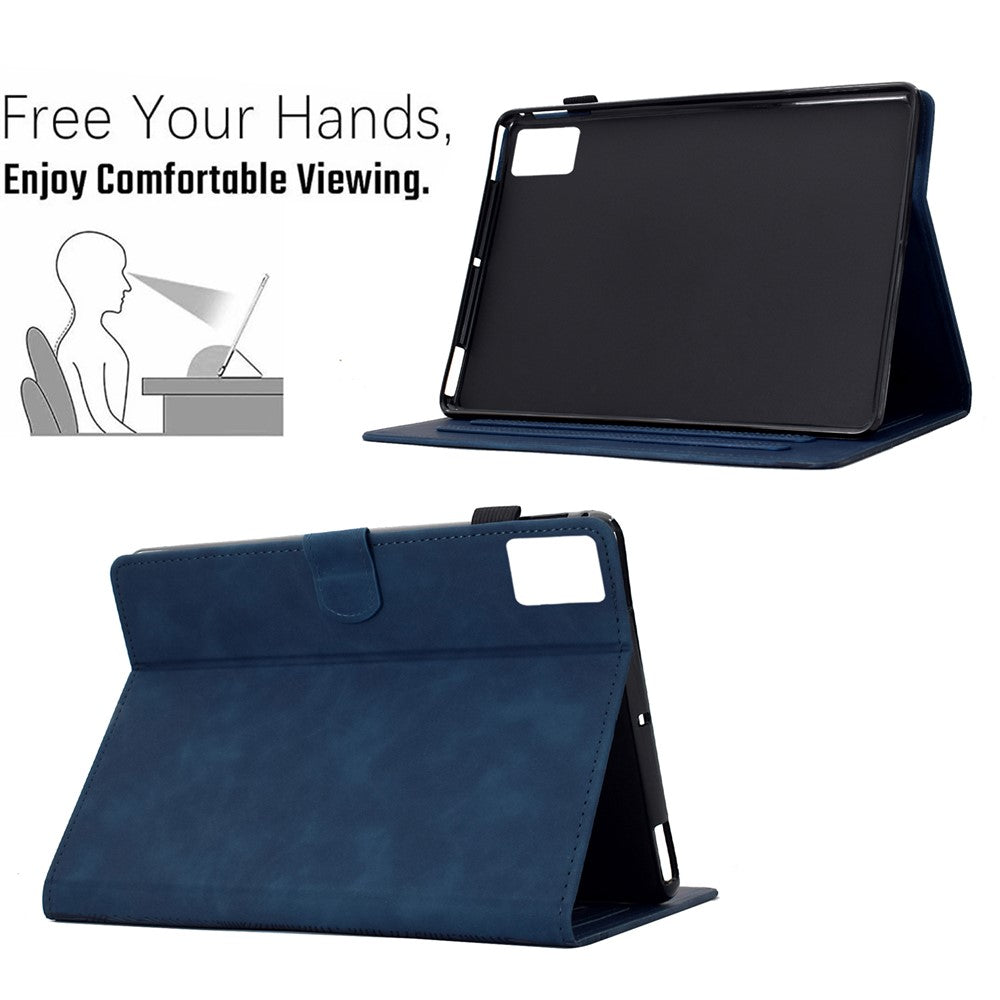 For Lenovo Tab M11 / Xiaoxin Pad 11 2024 Case Cats Imprinted PU Leather Card Slots Tablet Cover - Dark Blue