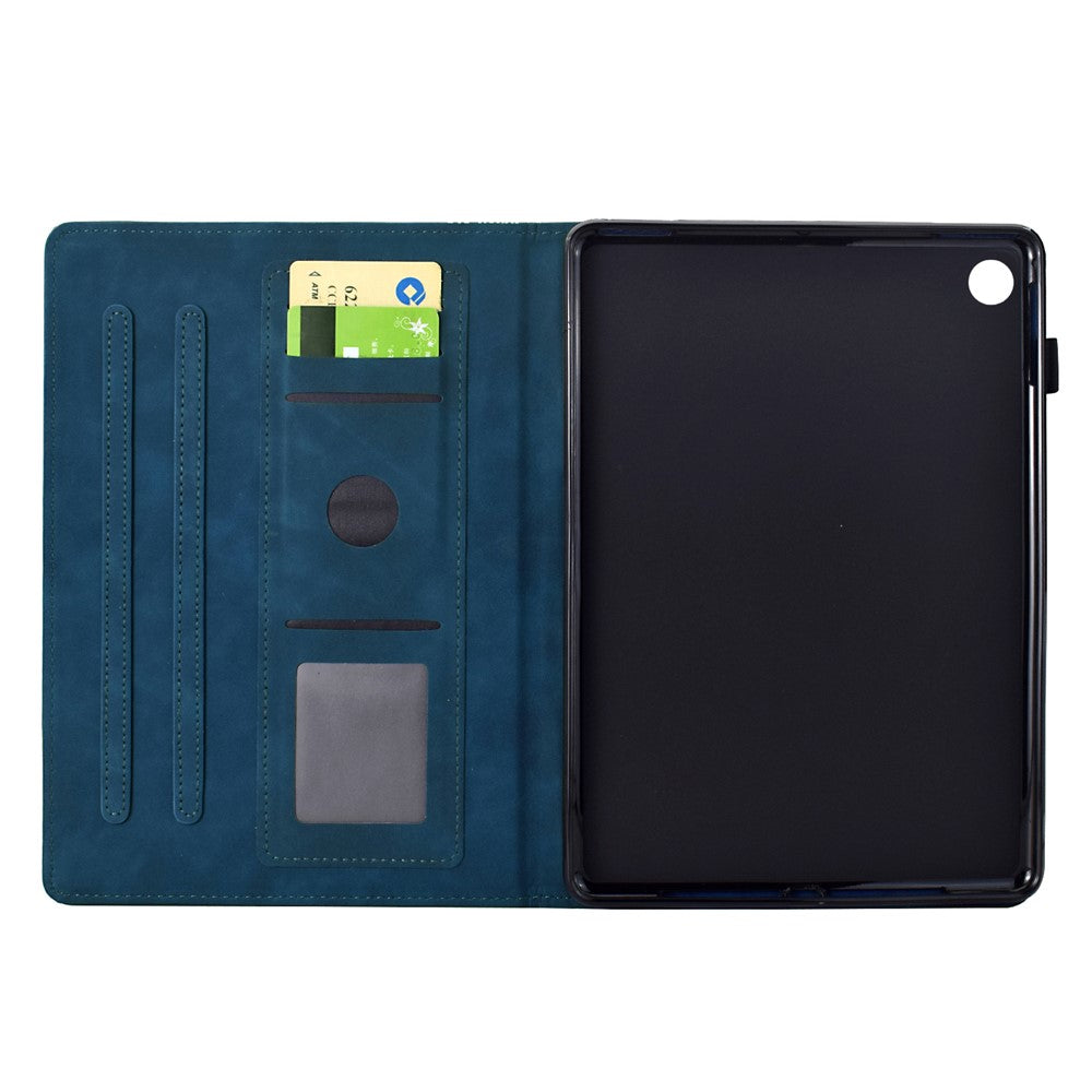 For Lenovo Tab M10 (Gen 3) Case Cats Imprinted PU Leather Card Slots Tablet Cover - Dark Blue