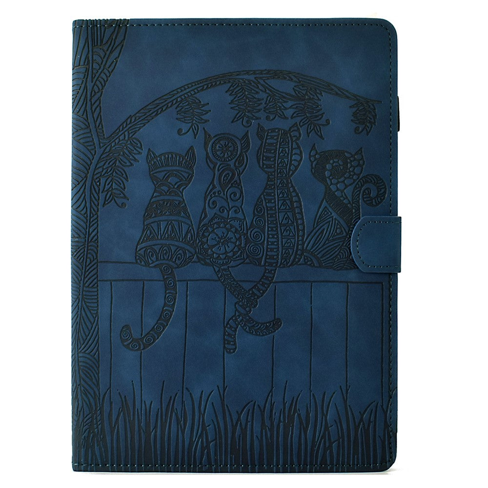 For Lenovo Tab M10 (Gen 3) Case Cats Imprinted PU Leather Card Slots Tablet Cover - Dark Blue