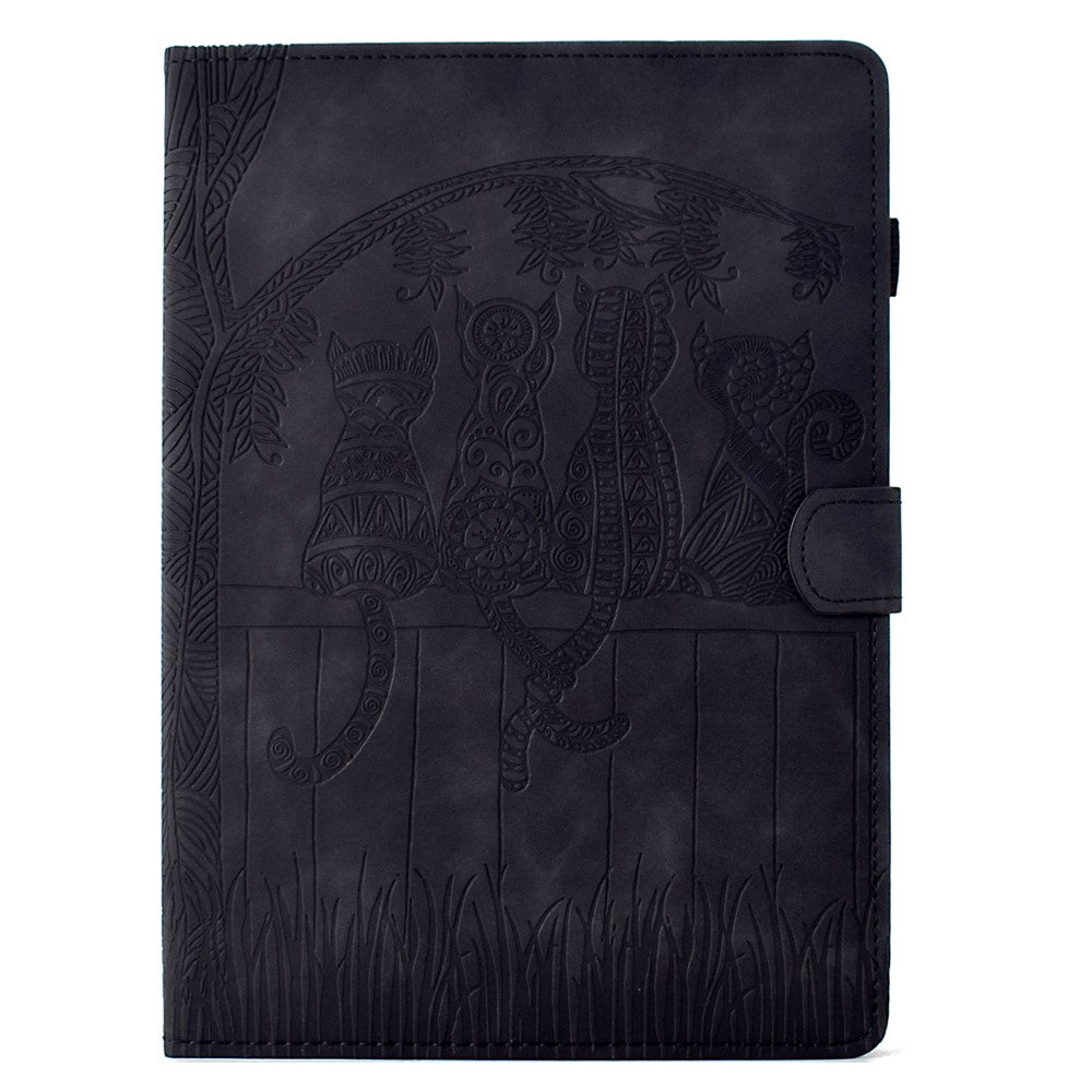 For Lenovo Tab M10 (Gen 3) Case Cats Imprinted PU Leather Card Slots Tablet Cover - Black