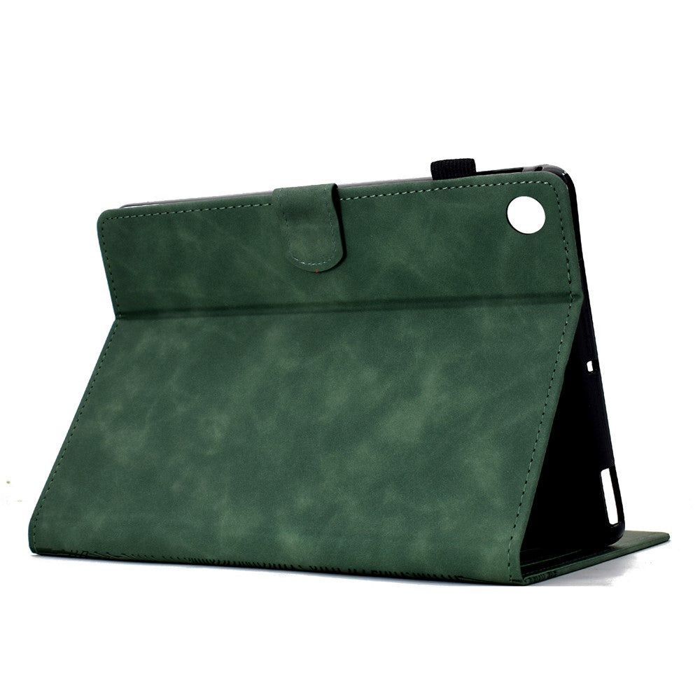 For Lenovo Tab M10 Plus (3rd Gen) Case Cats Imprinted PU Leather Card Slots Tablet Cover - Green