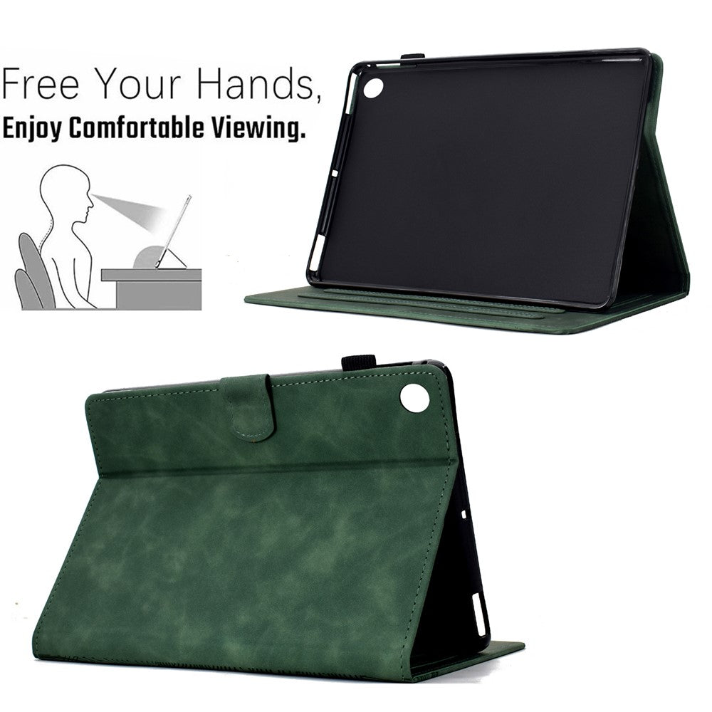 For Lenovo Tab M10 Plus (3rd Gen) Case Cats Imprinted PU Leather Card Slots Tablet Cover - Green