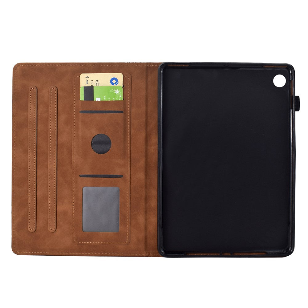 For Lenovo Tab M10 Plus (3rd Gen) Case Cats Imprinted PU Leather Card Slots Tablet Cover - Brown