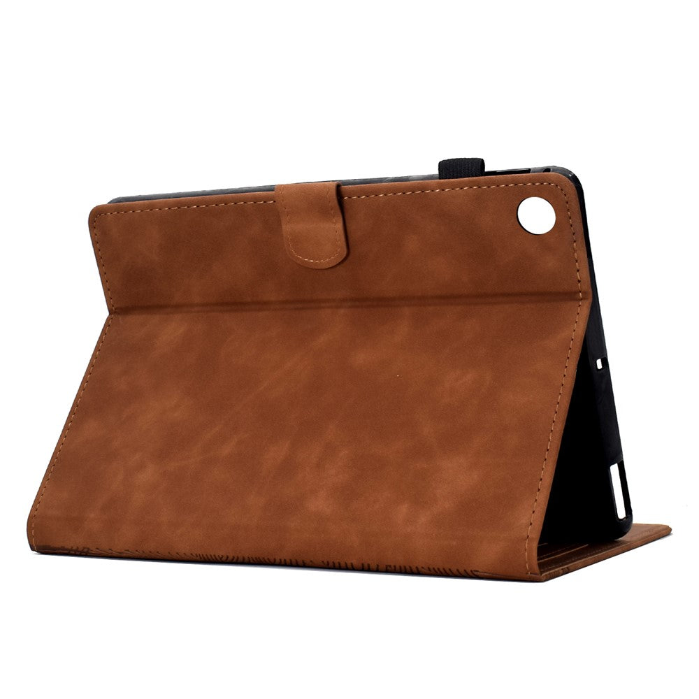 For Lenovo Tab M10 Plus (3rd Gen) Case Cats Imprinted PU Leather Card Slots Tablet Cover - Brown
