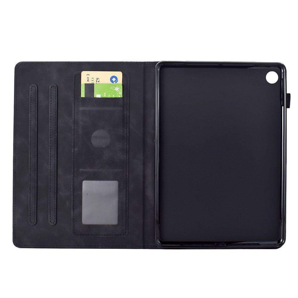 For Lenovo Tab M10 Plus (3rd Gen) Case Cats Imprinted PU Leather Card Slots Tablet Cover - Black