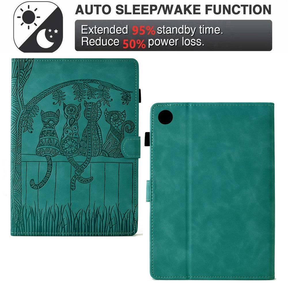 For Lenovo Tab M10 Plus (3rd Gen) Case Cats Imprinted PU Leather Card Slots Tablet Cover - Baby Blue