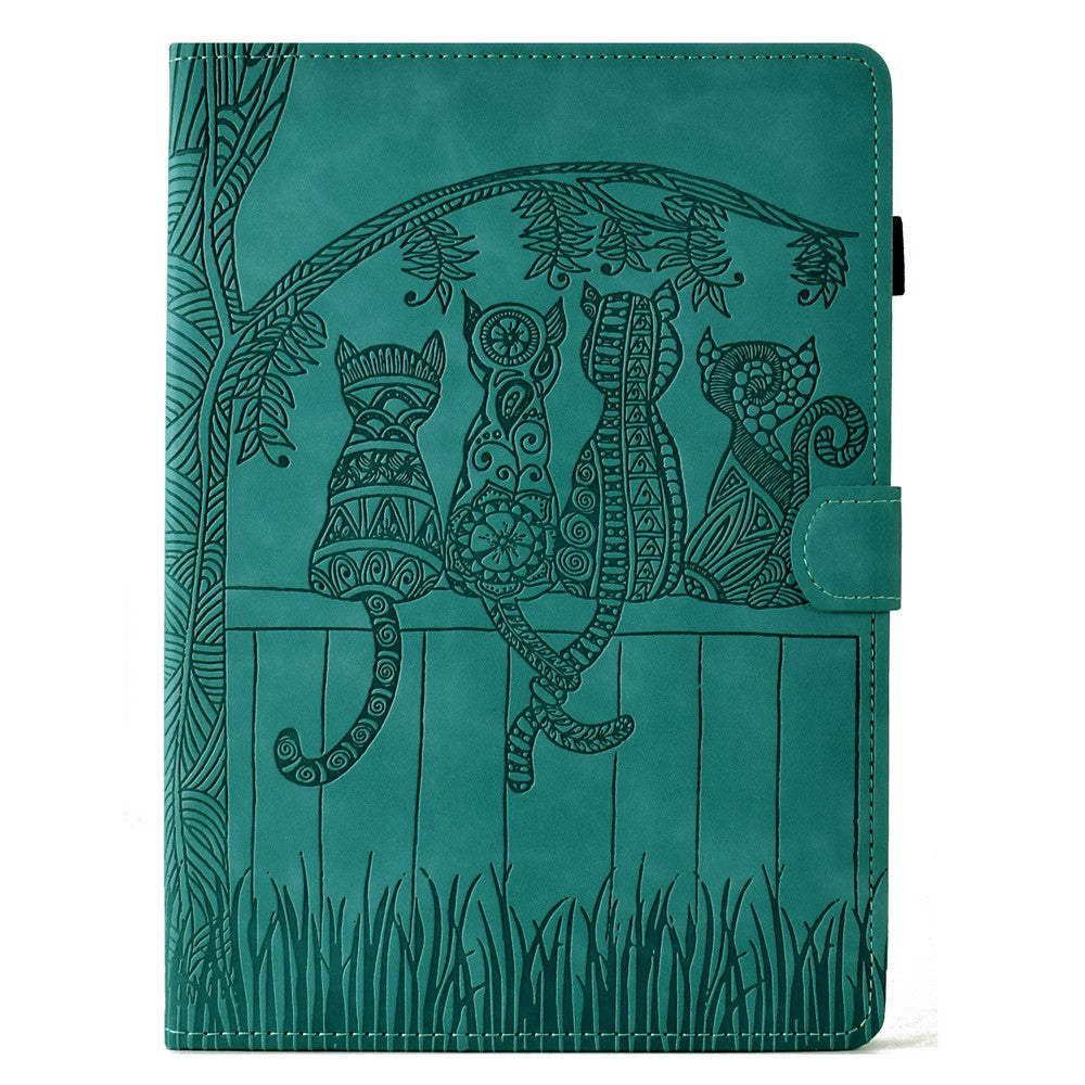 For Lenovo Tab M10 Plus (3rd Gen) Case Cats Imprinted PU Leather Card Slots Tablet Cover - Baby Blue