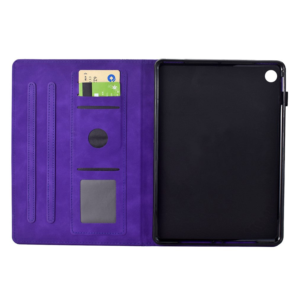 For Lenovo Tab M10 Plus (3rd Gen) Case Cats Imprinted PU Leather Card Slots Tablet Cover - Purple