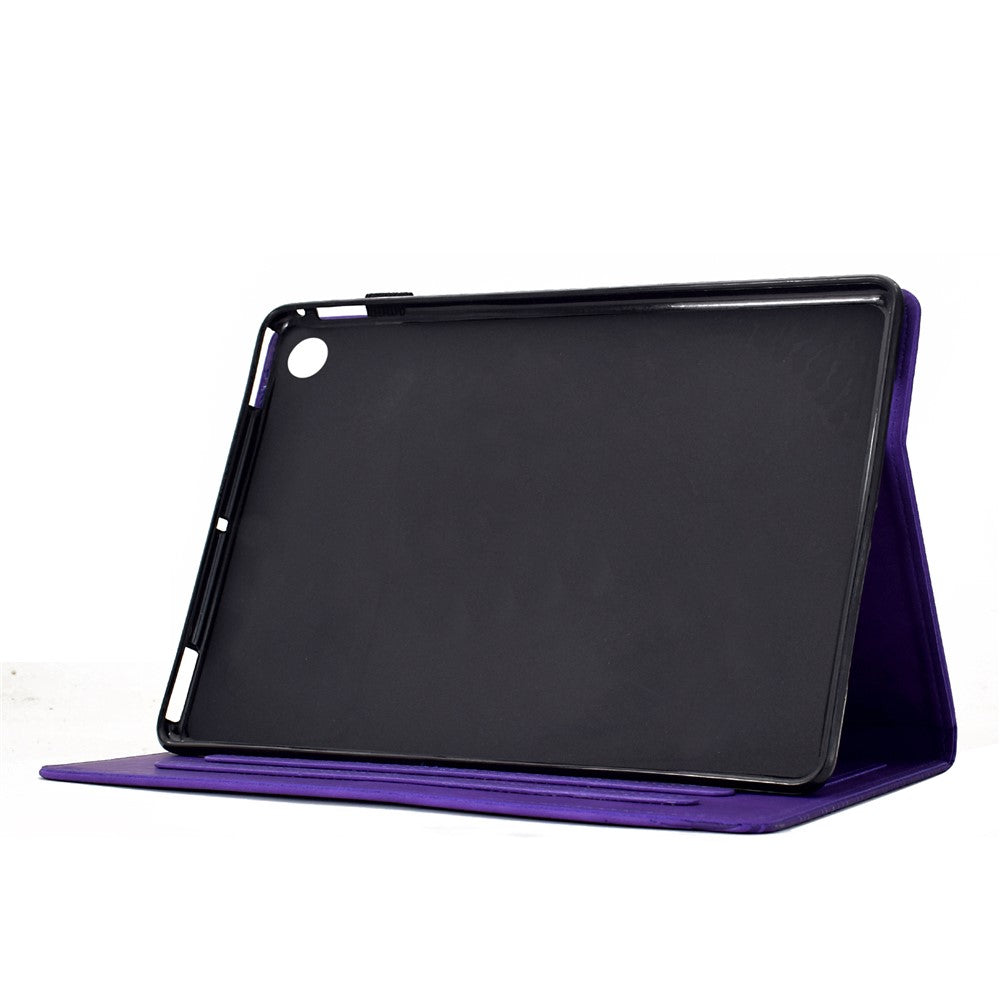 For Lenovo Tab M10 Plus (3rd Gen) Case Cats Imprinted PU Leather Card Slots Tablet Cover - Purple