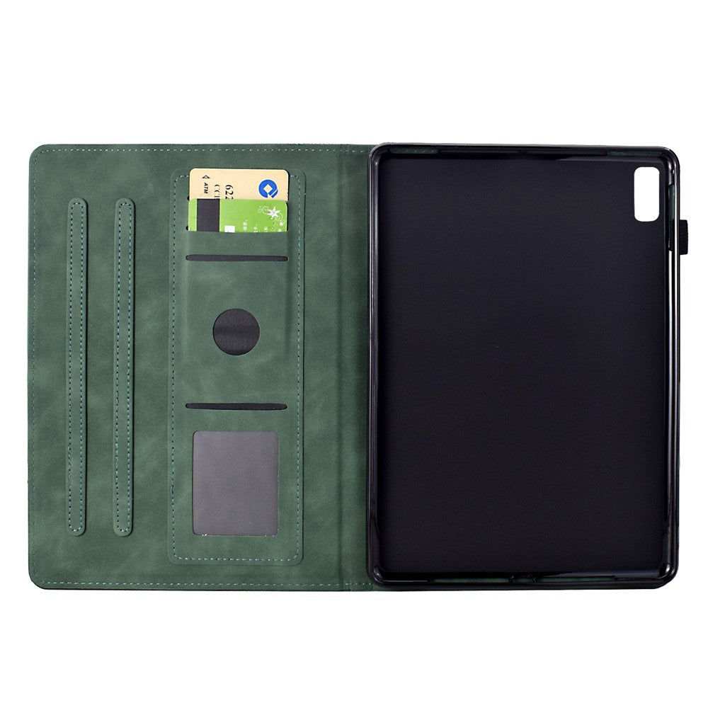 For Lenovo Tab M9 TB-310FU Case Cats Imprinted PU Leather Card Slots Tablet Cover - Green