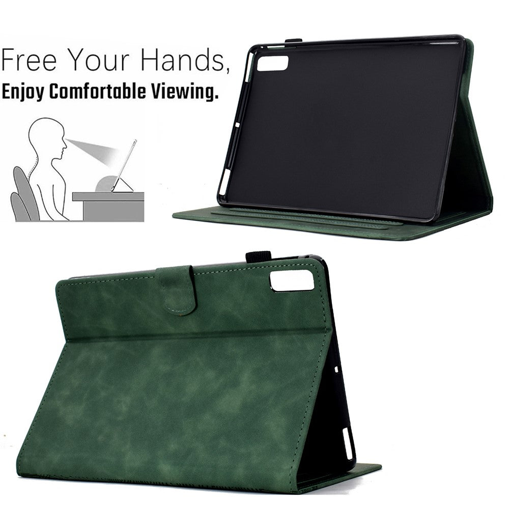 For Lenovo Tab M9 TB-310FU Case Cats Imprinted PU Leather Card Slots Tablet Cover - Green