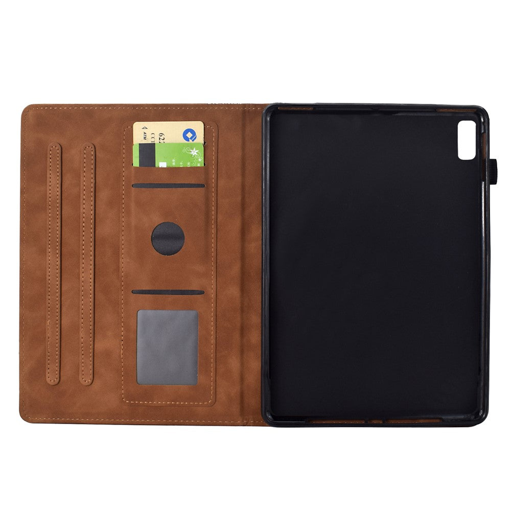 For Lenovo Tab M9 TB-310FU Case Cats Imprinted PU Leather Card Slots Tablet Cover - Brown