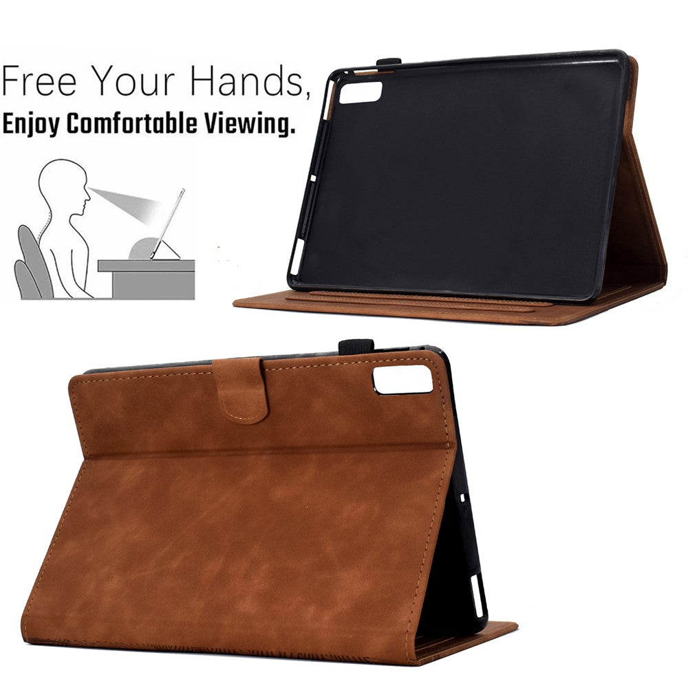 For Lenovo Tab M9 TB-310FU Case Cats Imprinted PU Leather Card Slots Tablet Cover - Brown