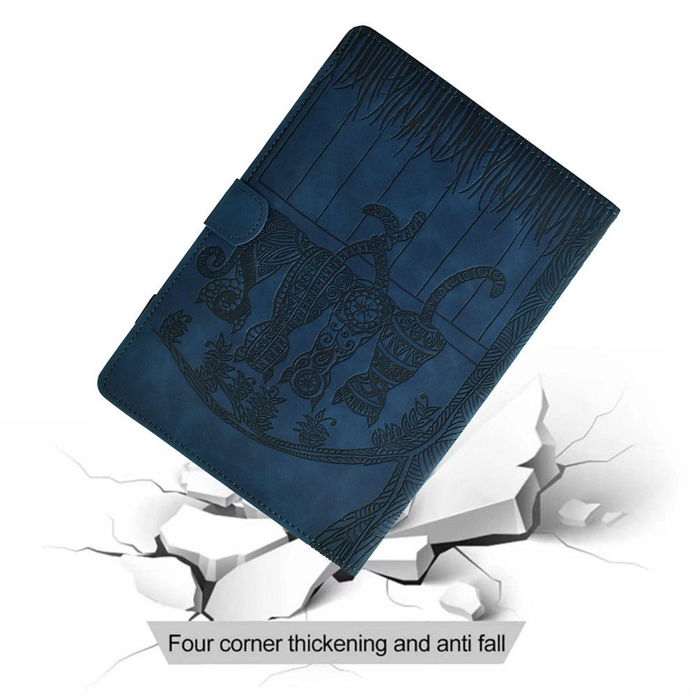 For Lenovo Tab M9 TB-310FU Case Cats Imprinted PU Leather Card Slots Tablet Cover - Dark Blue