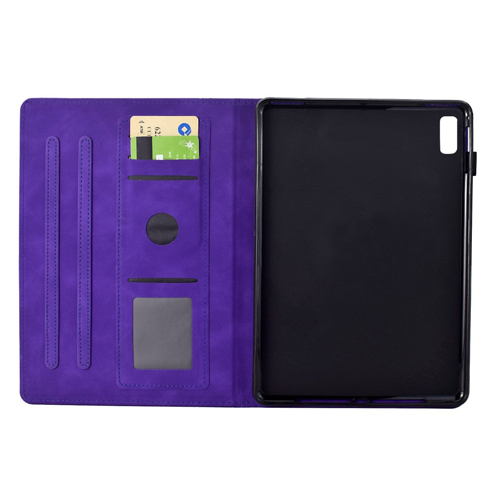 For Lenovo Tab M9 TB-310FU Case Cats Imprinted PU Leather Card Slots Tablet Cover - Purple