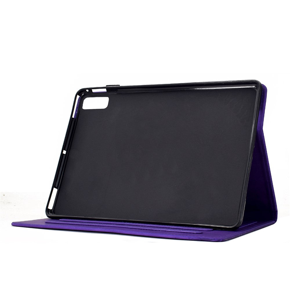 For Lenovo Tab M9 TB-310FU Case Cats Imprinted PU Leather Card Slots Tablet Cover - Purple