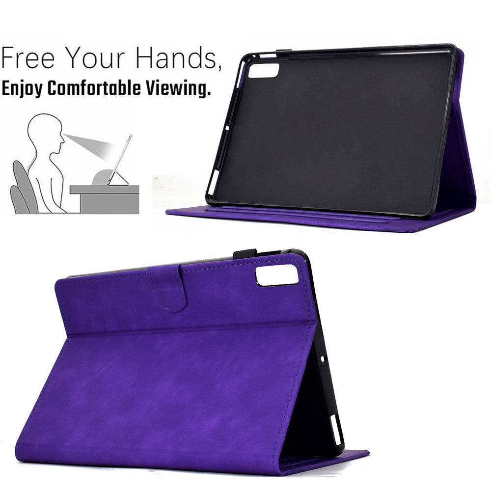 For Lenovo Tab M9 TB-310FU Case Cats Imprinted PU Leather Card Slots Tablet Cover - Purple