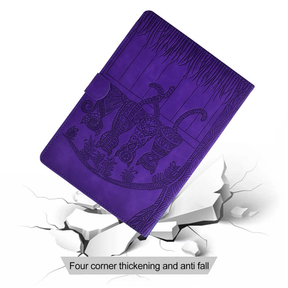 For Lenovo Tab M9 TB-310FU Case Cats Imprinted PU Leather Card Slots Tablet Cover - Purple
