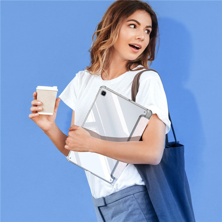DUX DUCIS Unid Series For Samsung Galaxy Tab S6 Lite (2024) / (2022) / (2020) Case Auto Wake / Sleep TPU+PC+Leather Clear Tablet Cover - Light Pink