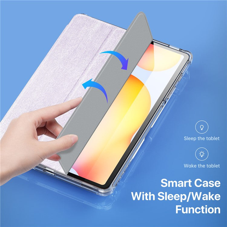 DUX DUCIS Unid Series For Samsung Galaxy Tab S6 Lite (2024) / (2022) / (2020) Case Auto Wake / Sleep TPU+PC+Leather Clear Tablet Cover - Light Purple