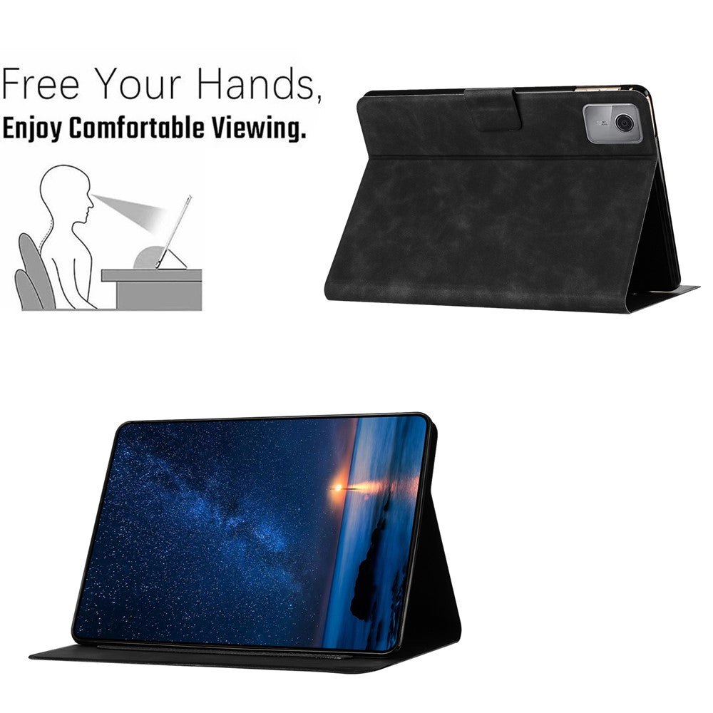 For Lenovo Tab M11 / Xiaoxin Pad 11 2024 TB-330FU Case Couple Cat Imprinted Microfiber Leather Smart Tablet Cover - Black