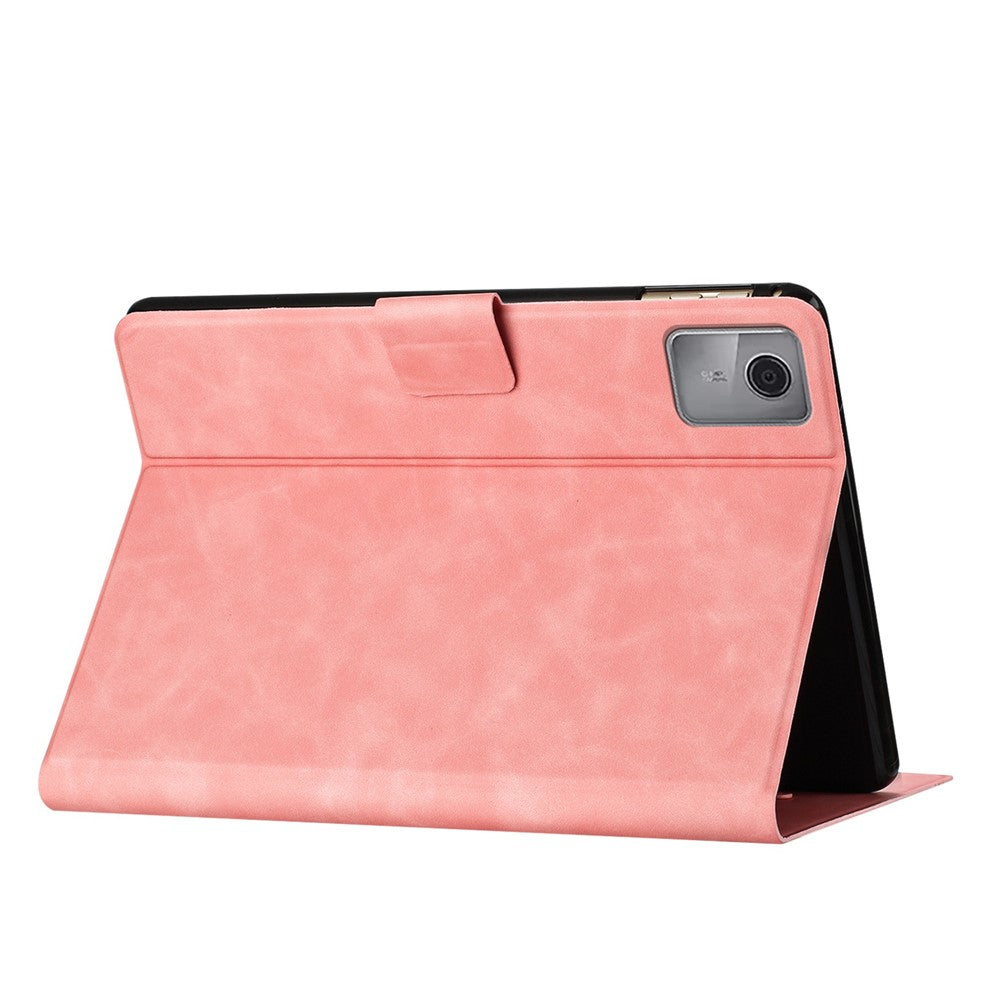 For Lenovo Tab M11 / Xiaoxin Pad 11 2024 TB-330FU Case Couple Cat Imprinted Microfiber Leather Smart Tablet Cover - Pink