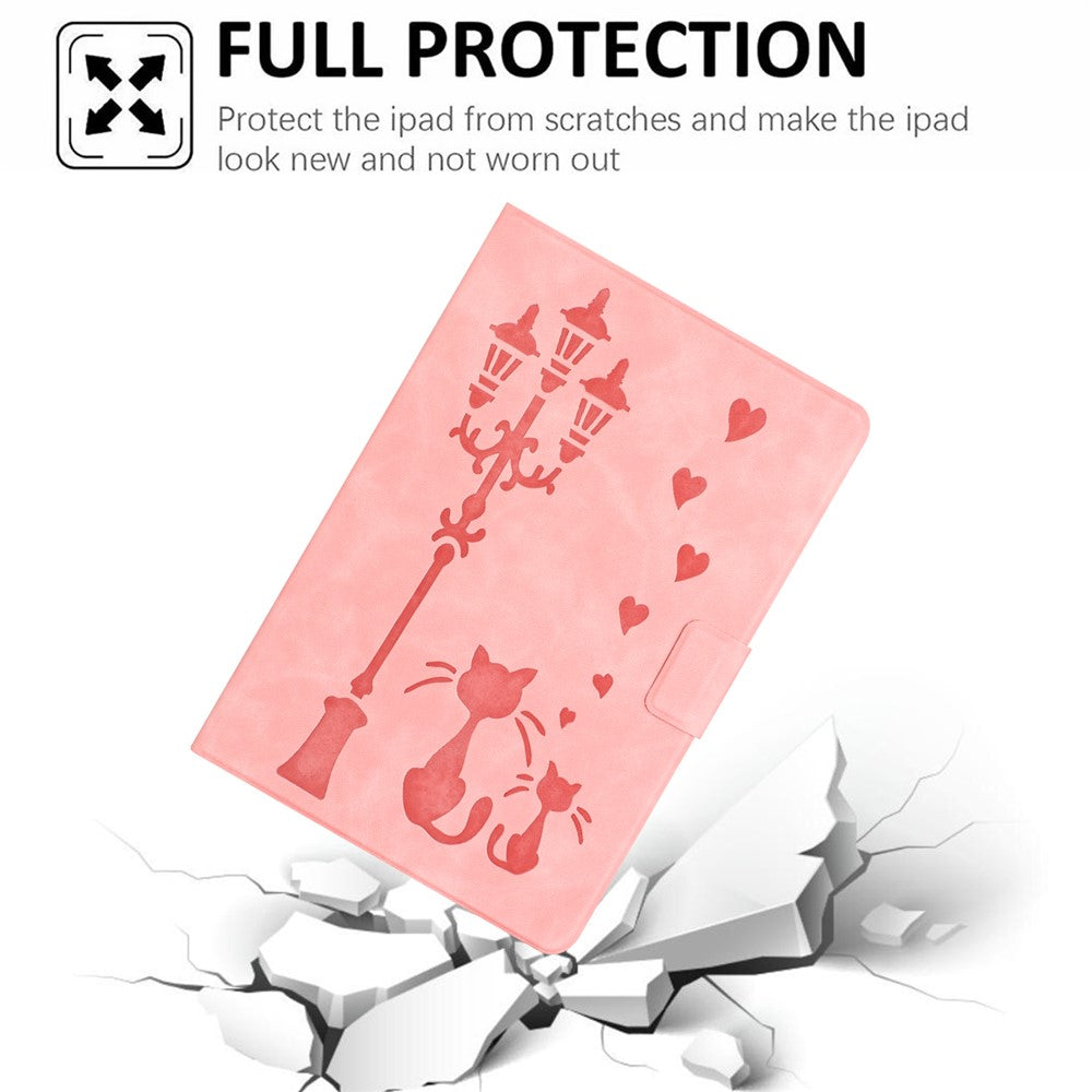 For Lenovo Tab M11 / Xiaoxin Pad 11 2024 TB-330FU Case Couple Cat Imprinted Microfiber Leather Smart Tablet Cover - Pink