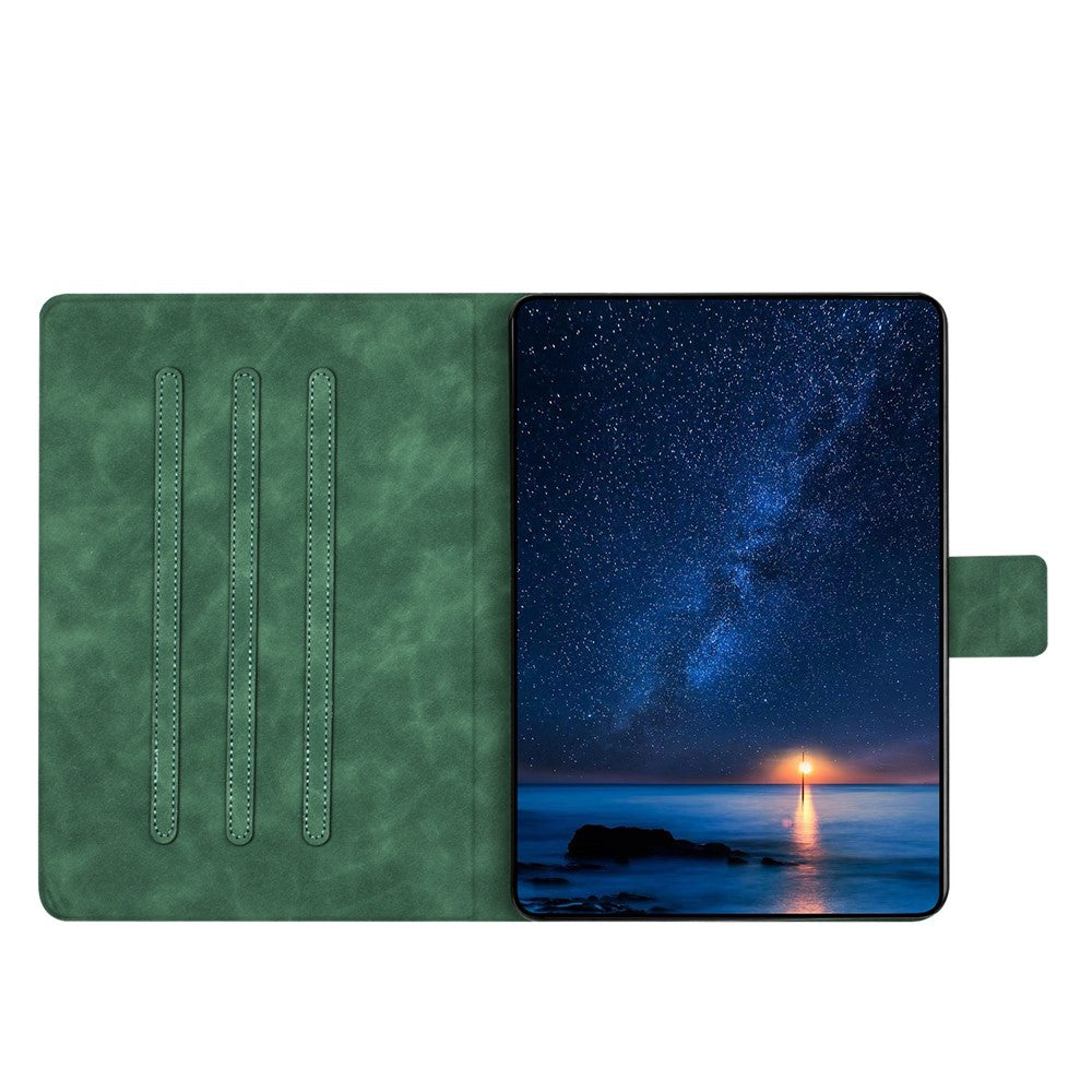 For Lenovo Tab P11 Gen 2 TB-350 Case Couple Cat Imprinted Microfiber Leather Smart Tablet Cover - Green
