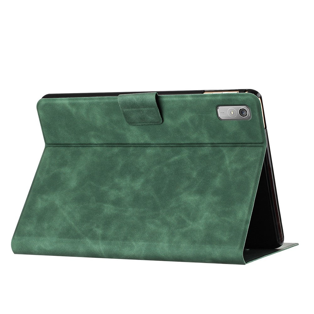 For Lenovo Tab P11 Gen 2 TB-350 Case Couple Cat Imprinted Microfiber Leather Smart Tablet Cover - Green