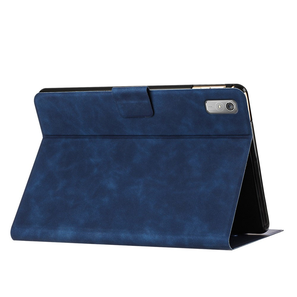 For Lenovo Tab P11 Gen 2 TB-350 Case Couple Cat Imprinted Microfiber Leather Smart Tablet Cover - Blue