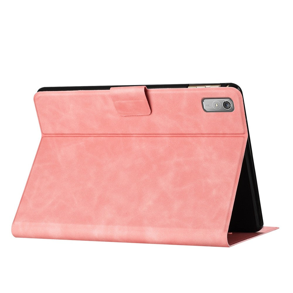 For Lenovo Tab P11 Gen 2 TB-350 Case Couple Cat Imprinted Microfiber Leather Smart Tablet Cover - Pink