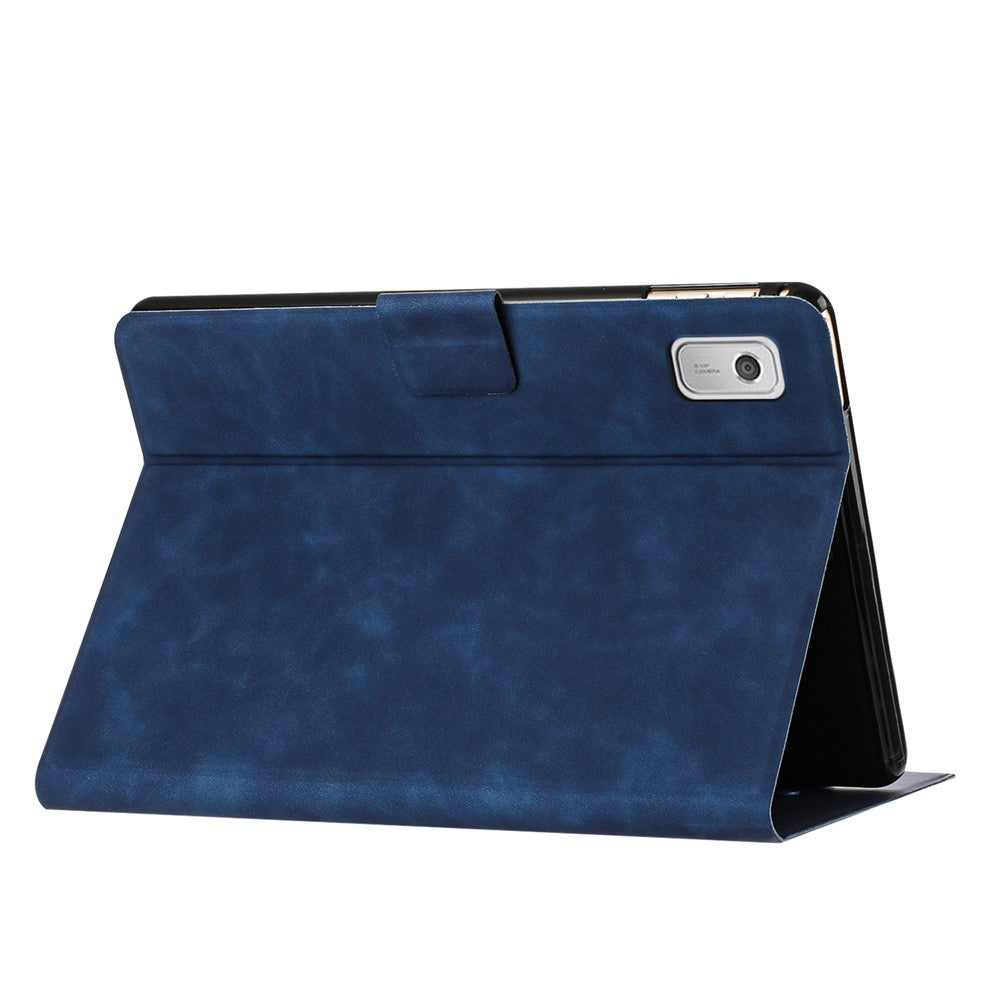 For Lenovo Tab M9 TB-310FU Case Couple Cat Imprinted Microfiber Leather Smart Tablet Cover - Blue