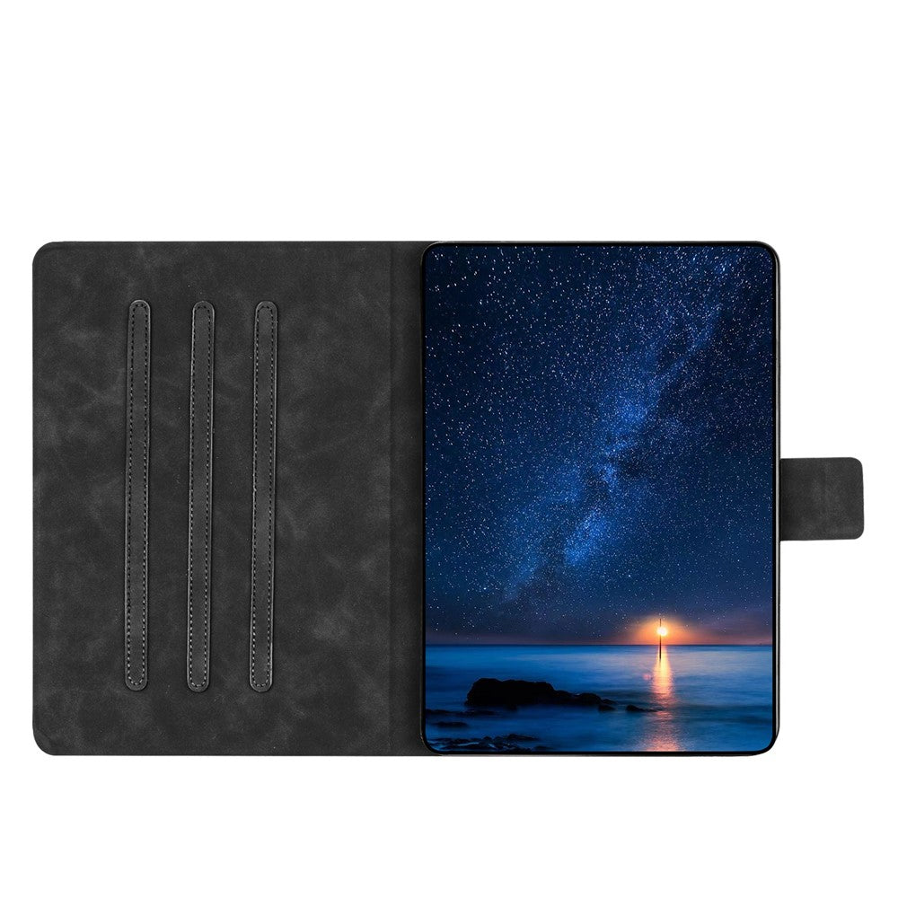 For Lenovo Tab M9 TB-310FU Case Couple Cat Imprinted Microfiber Leather Smart Tablet Cover - Black