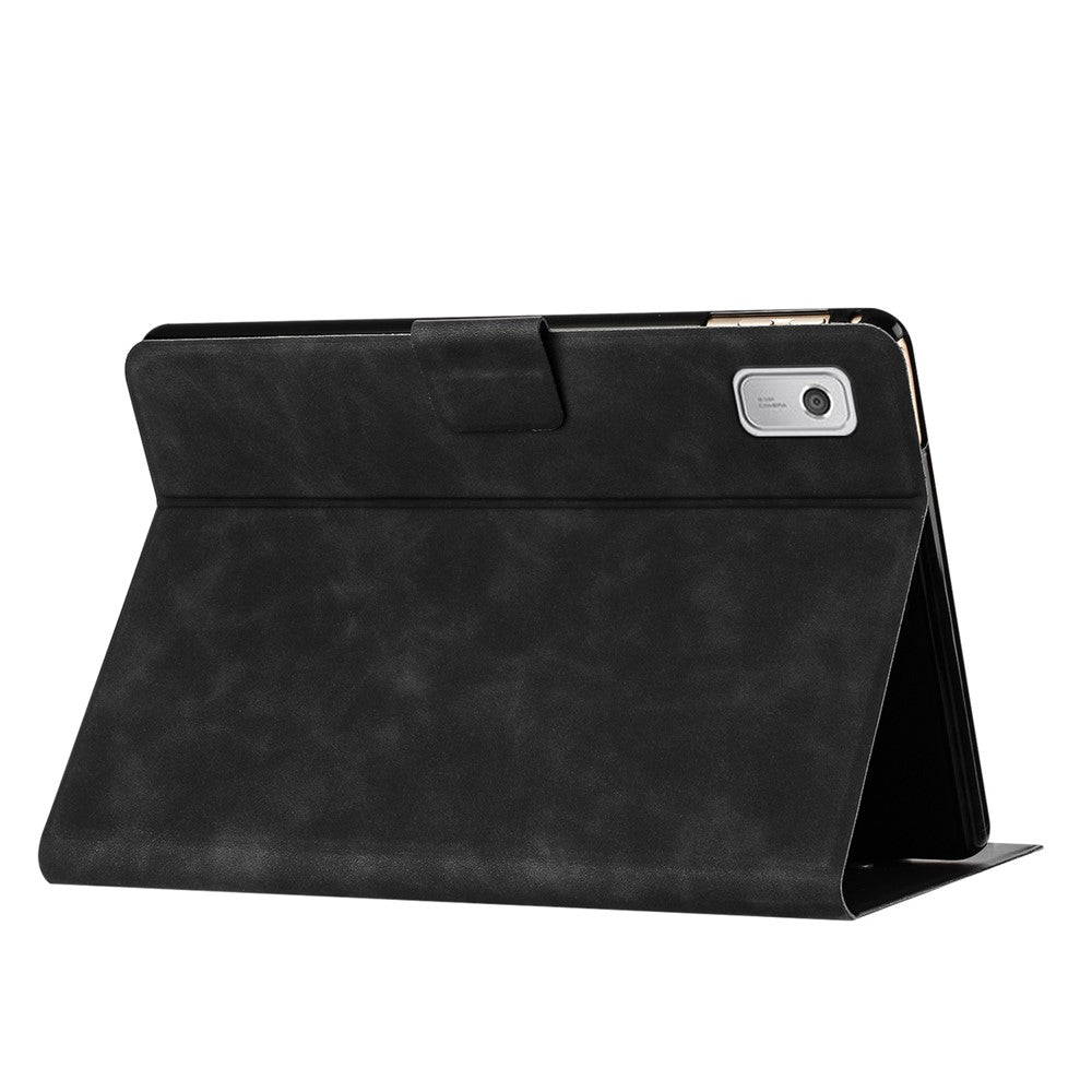 For Lenovo Tab M9 TB-310FU Case Couple Cat Imprinted Microfiber Leather Smart Tablet Cover - Black
