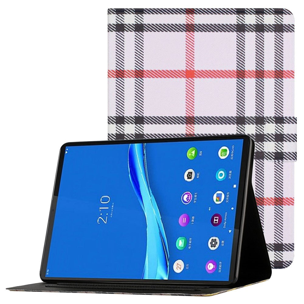 For Lenovo Tab M10 Plus (3rd Gen) / Xiaoxin Pad 2022 10.6 inch Grid Pattern Shockproof Tablet Case PU Leather Card Holder Stand Auto Wake / Sleep Cover - Light Purple