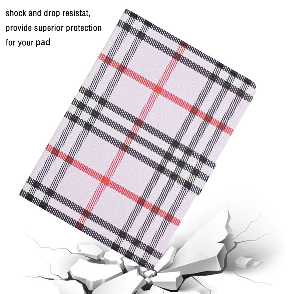 For Lenovo Tab M10 Plus (3rd Gen) / Xiaoxin Pad 2022 10.6 inch Grid Pattern Shockproof Tablet Case PU Leather Card Holder Stand Auto Wake / Sleep Cover - Light Purple