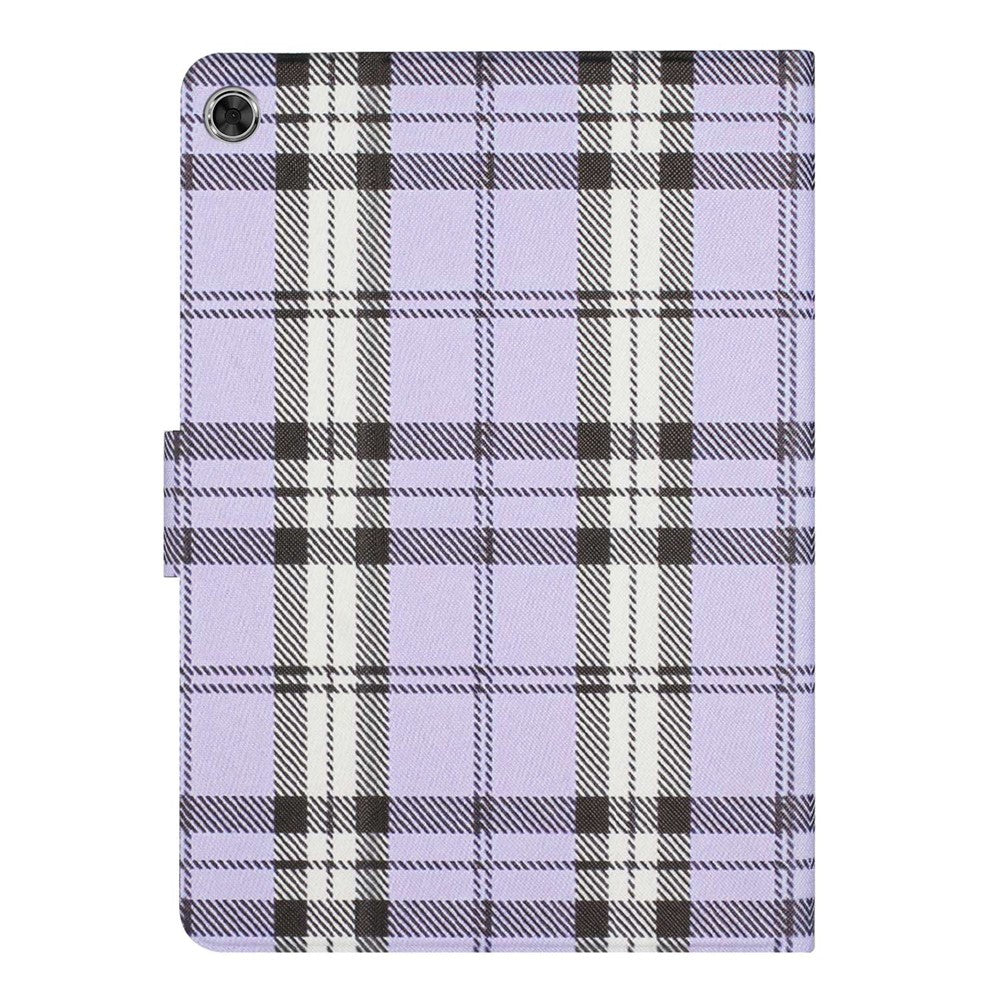 For Lenovo Tab M10 Plus (3rd Gen) / Xiaoxin Pad 2022 10.6 inch Grid Pattern Shockproof Tablet Case PU Leather Card Holder Stand Auto Wake / Sleep Cover - Purple