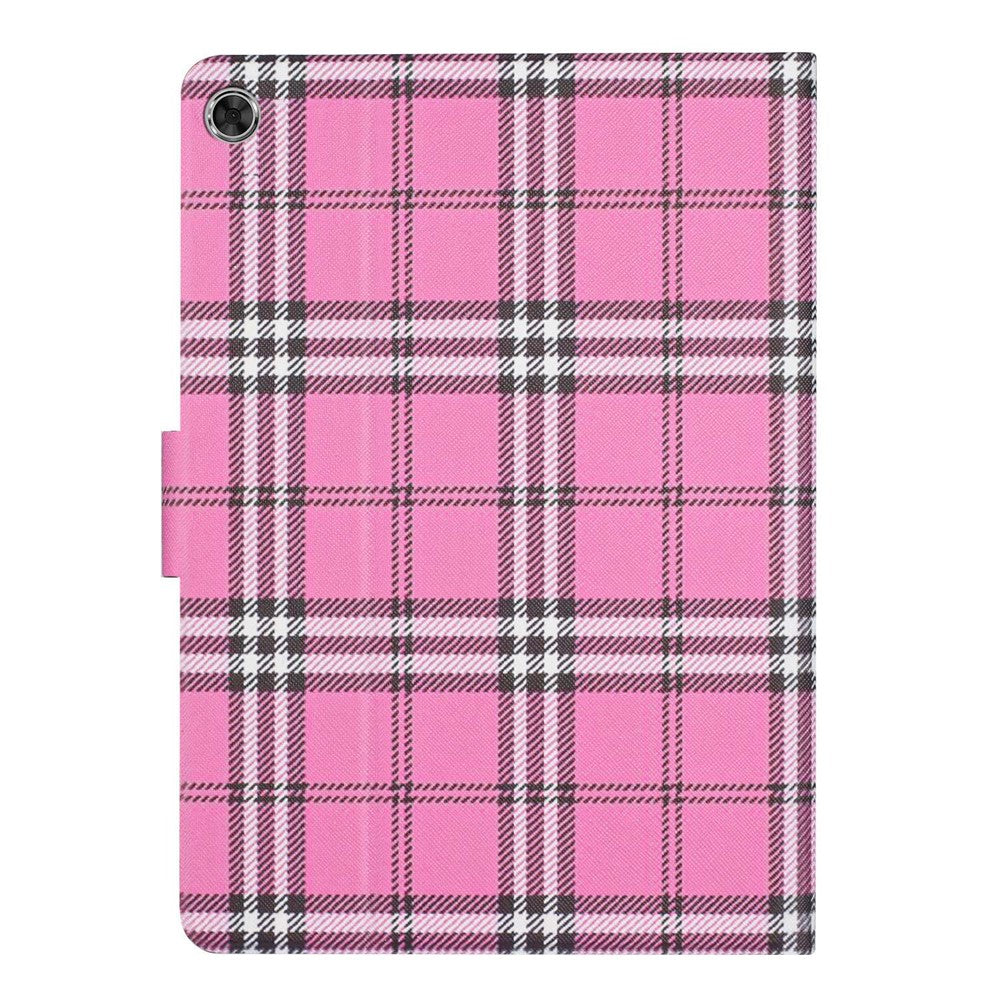 For Lenovo Tab M10 Plus (3rd Gen) / Xiaoxin Pad 2022 10.6 inch Grid Pattern Shockproof Tablet Case PU Leather Card Holder Stand Auto Wake / Sleep Cover - Rose