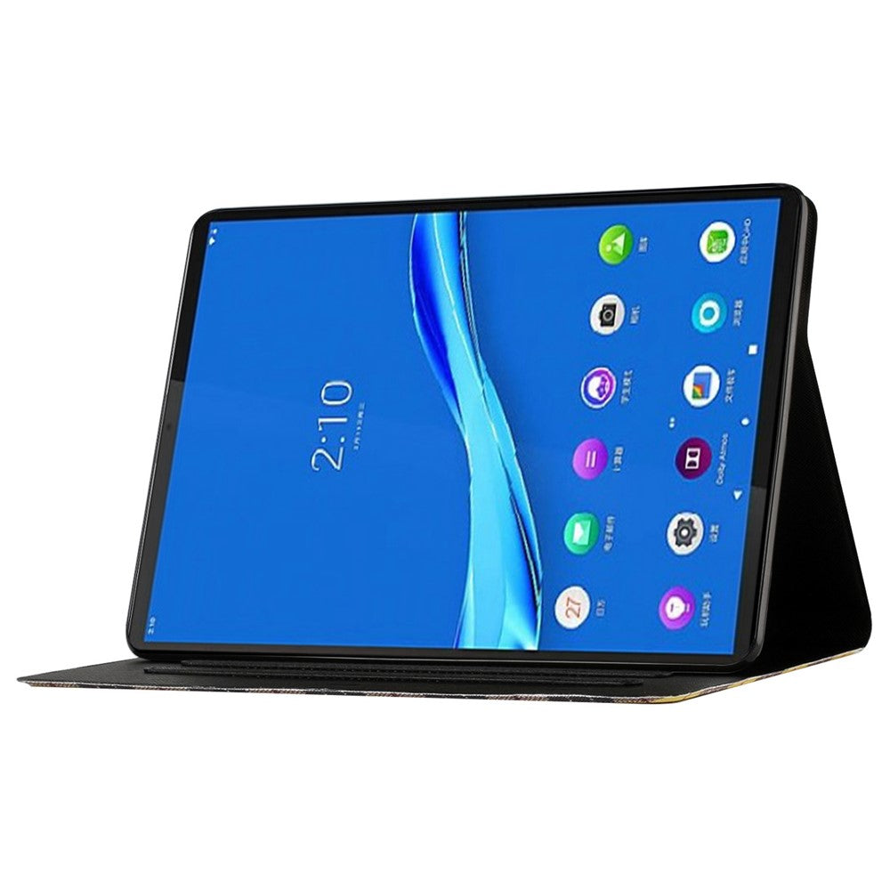 For Lenovo Tab M10 Plus (3rd Gen) / Xiaoxin Pad 2022 10.6 inch Grid Pattern Shockproof Tablet Case PU Leather Card Holder Stand Auto Wake / Sleep Cover - Blue