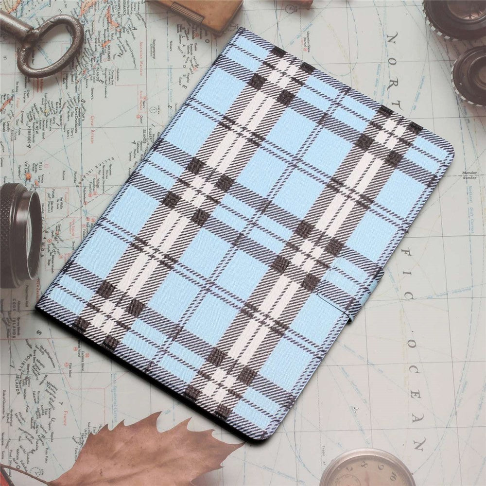 For Lenovo Tab M10 Plus (3rd Gen) / Xiaoxin Pad 2022 10.6 inch Grid Pattern Shockproof Tablet Case PU Leather Card Holder Stand Auto Wake / Sleep Cover - Blue